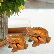 Handcrafted Wooden Frog Guiro Percussion Instrument