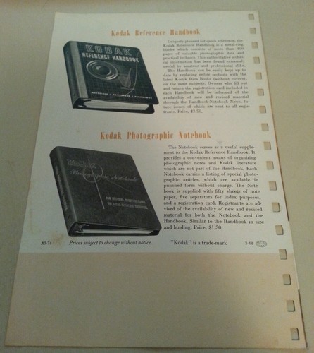 Vintage Kodak Camera Advertising Sales Brochure - Publications - 1948 - Picture 5 of 5