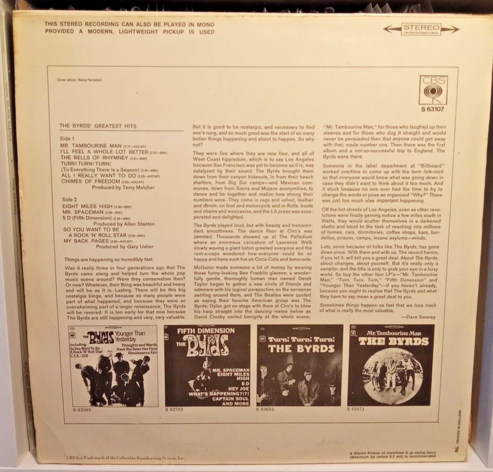 THE BYRDS – GREATEST HITS 1st NETHERLANDS Press 1967 The Best Of VINYL LP EX/VG+ - Image 2 of 4