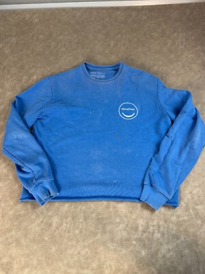 Outdoor Voices Womens #Doing Things USA Long Sleeve Crewneck Blue Sweatshirt XS