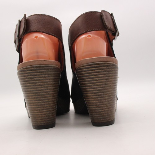 Dansko Reggie Sandals Women's EU 38 Slingback Black Leather Peep Toe Block Heels - Picture 5 of 10