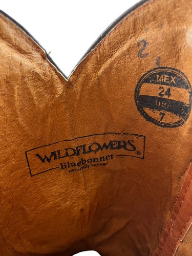 Ladies Wildflowers Bluebonnet Brown Embroidered Studded Western Boots Size 7 - Picture 7 of 8