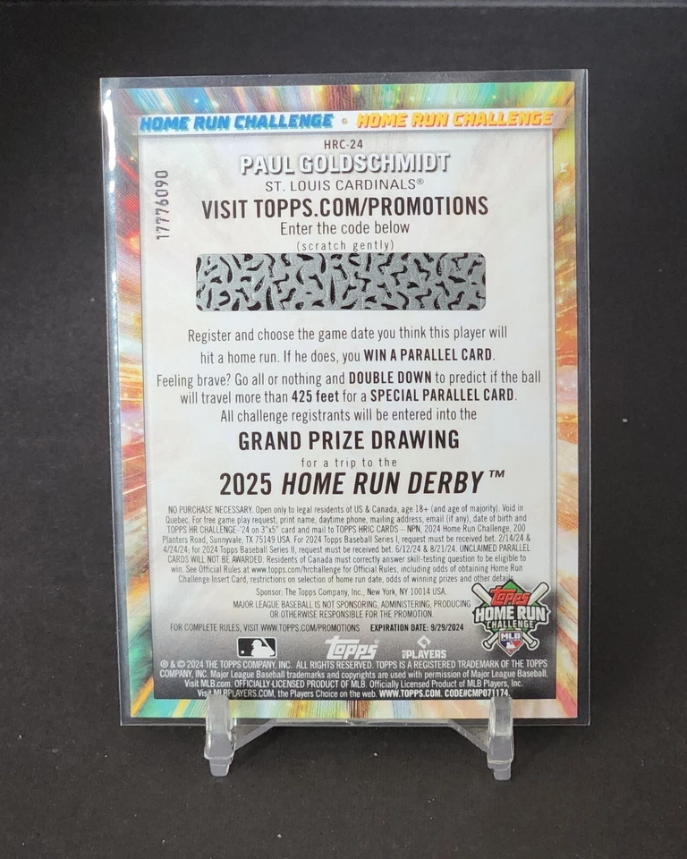 Paul Goldschmidt Cardinals Home Run Challenge HRC-24 2024 Topps Series 1 - Image 2 of 2