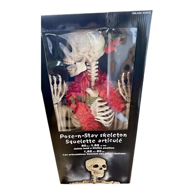 186000 現状品 POSE-N-STAY SKELETON SQUELETTE  AULE ESQUELETO CON POSTURAS ポーズスケルトンフィギュア [250616HM110058] Halloween Skeleton 60” Pose-n-Stay Figure NIB Skull Decoration