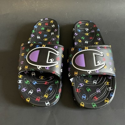 Champion Mega Toss C Pop Multi Colorful C Logos Women's Slides Sz. 10