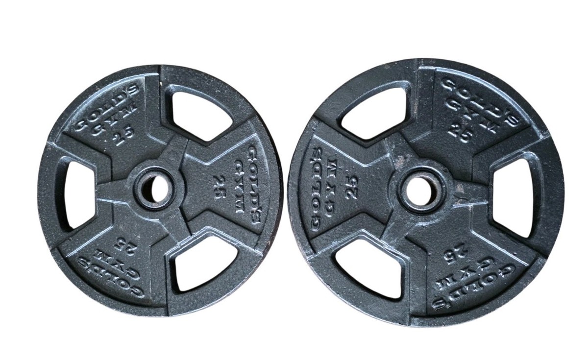 Gold's Gym Pair 25 Pound Steel Iron Standard 1” Grip Weight Plates