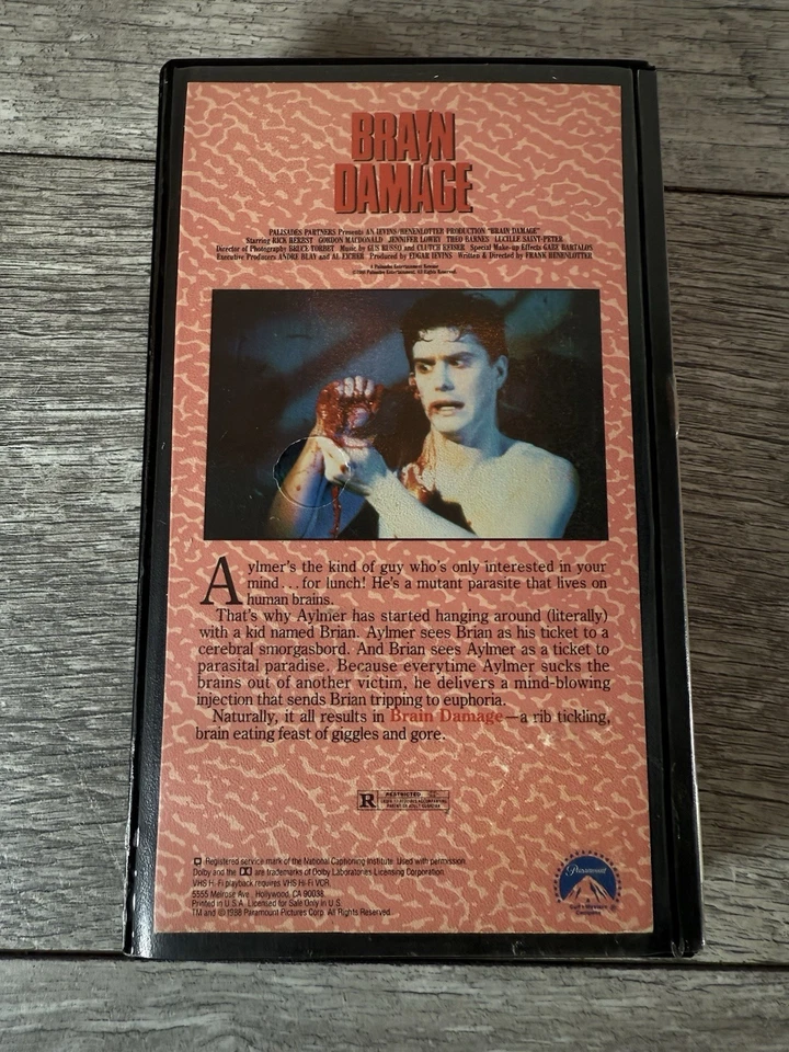Brain Damage (VHS, 1988) Tested Frank Henenlotter Paramount First Release  - image 4 of 4