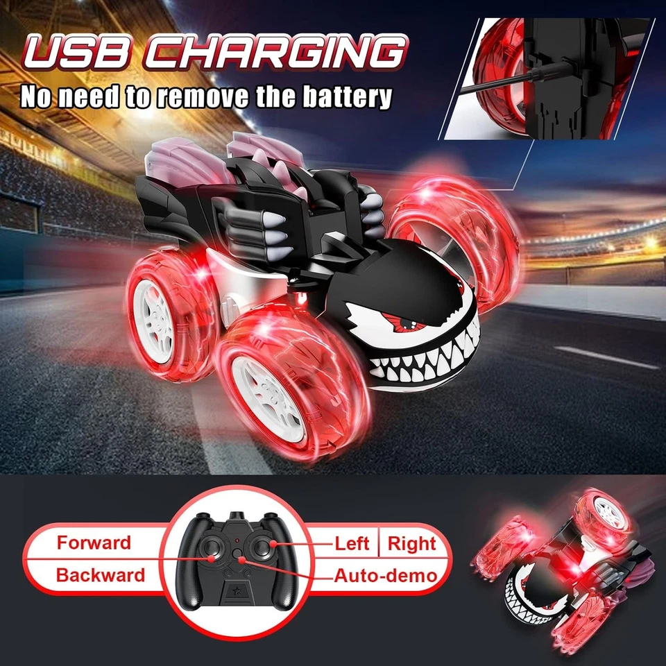Kids Remote Control Car RC Mini Monster Truck Stunt Cars Indoor Activity Toy UK - Image 4 of 4
