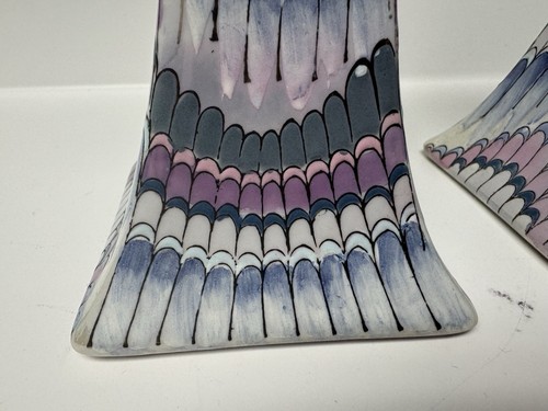 VTG 1980's Macau TOYO Porcelain Nouveau Lustre Candlestick Holders - Picture 4 of 12