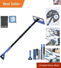 47.7″ Extendable Snow Brush and Ice Scraper, 270° Pivoting Snow Scraper Brush...