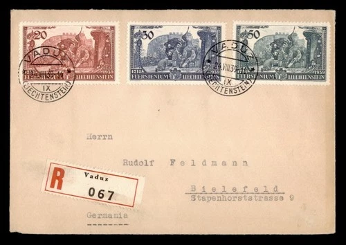 DR WHO 1939 LIECHTENSTEIN FDC? COMBO REGISTERED TO GERMANY w29627