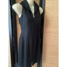 Vintage Y2K Black Sleeveless Zip-Front Dress 4P Datiani Petites LBD
