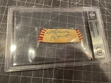 ROBERTO CLEMENTE PITTSBURGH PIRATES SIGNED BASEBALL CUT BECKETT SLABBED #2