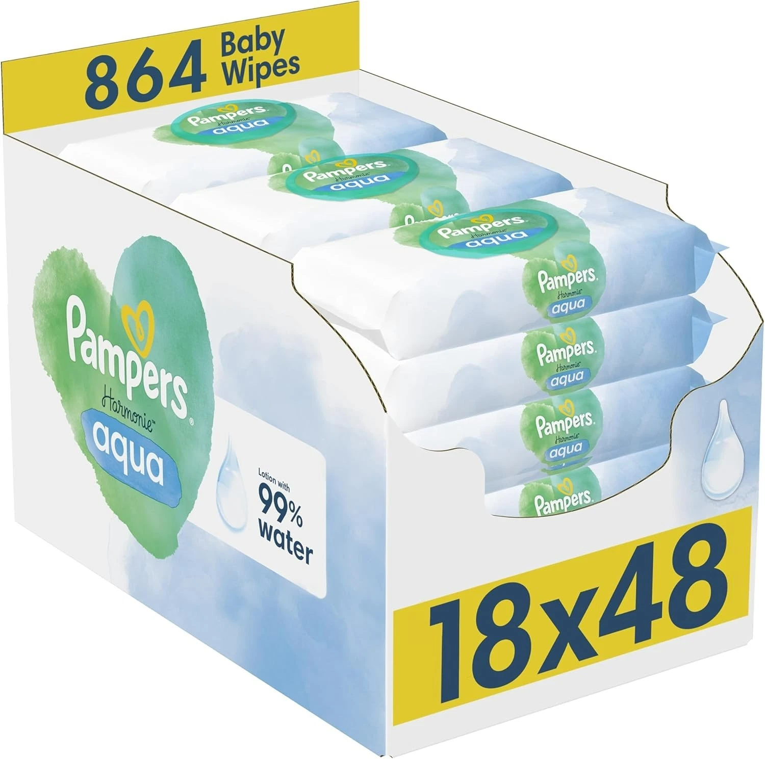 Pampers Harmonie Aqua Baby Wipes Plastic Free 18 Packs of 48 Wipes, 864 Wipes
Opens in a new window