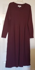 Ladies VERMONT COUNTRY STORE Long Slv Burgundy Thermal Knit Dress w Pockets, XL