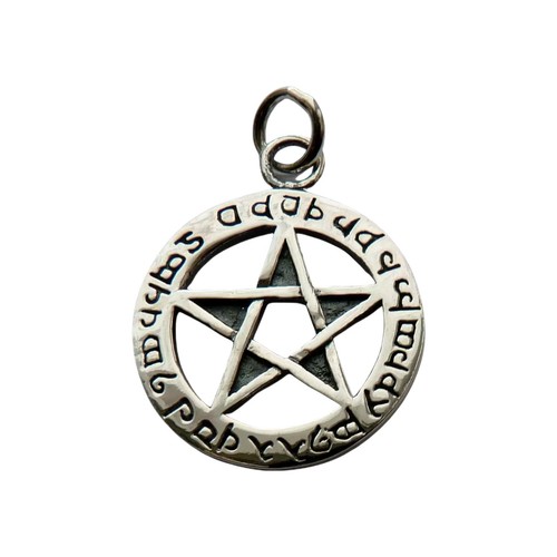 Elfin Pentacle Pendant Theban Spell Wording 925 Sterling Silver Jewellery & Box - Picture 11 of 12