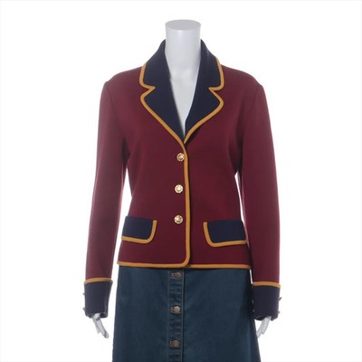 Celine Wool Jacket 40 Ladies' Navy x red  Gold button