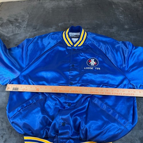 King Louie Satin Jacket Vintage Style Bomber Lodge 726 Blue Yellow Mens XXL 2XL - Picture 9 of 13