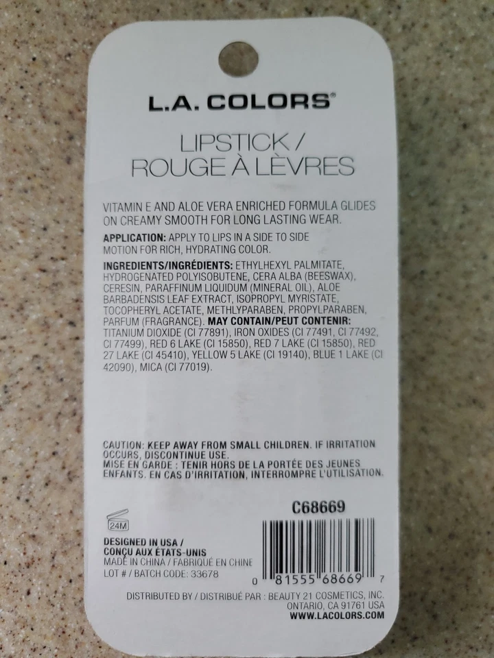 L.A.Colors Hydrating/Vit E/ Aloe Vera Creamy Finish Lipstick:C68669 Take It Easy - Image 4 of 4