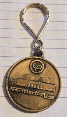 Vintage 1980 MIDLAND NUCLEAR PLANT Bechtel  Keychain Key Fob S13
