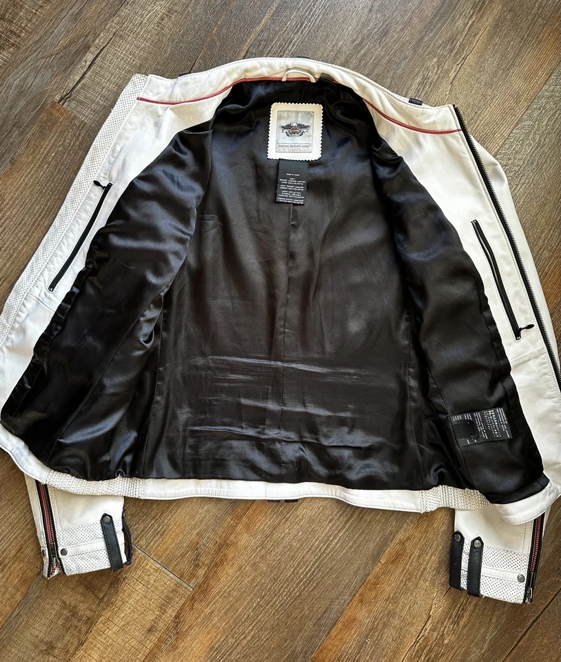 Harley Davidson | Women Medium | Lambskin White Leather Jacket | Cottonwood - Image 3 of 4