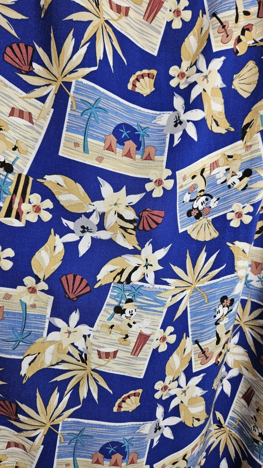 Vintage Disney Store Hawaiian Maxi Dress Size L Mickey Minnie Postcard Floral image 3
