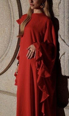 VALENTINO ASYMMETRIC RUFFLE RED MAXI DRESS GOWN IT 42 | eBay