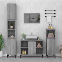BadmöBel-Set 3-Teilig Grau Sonoma Holzwerkstoff BadezimmermöBel