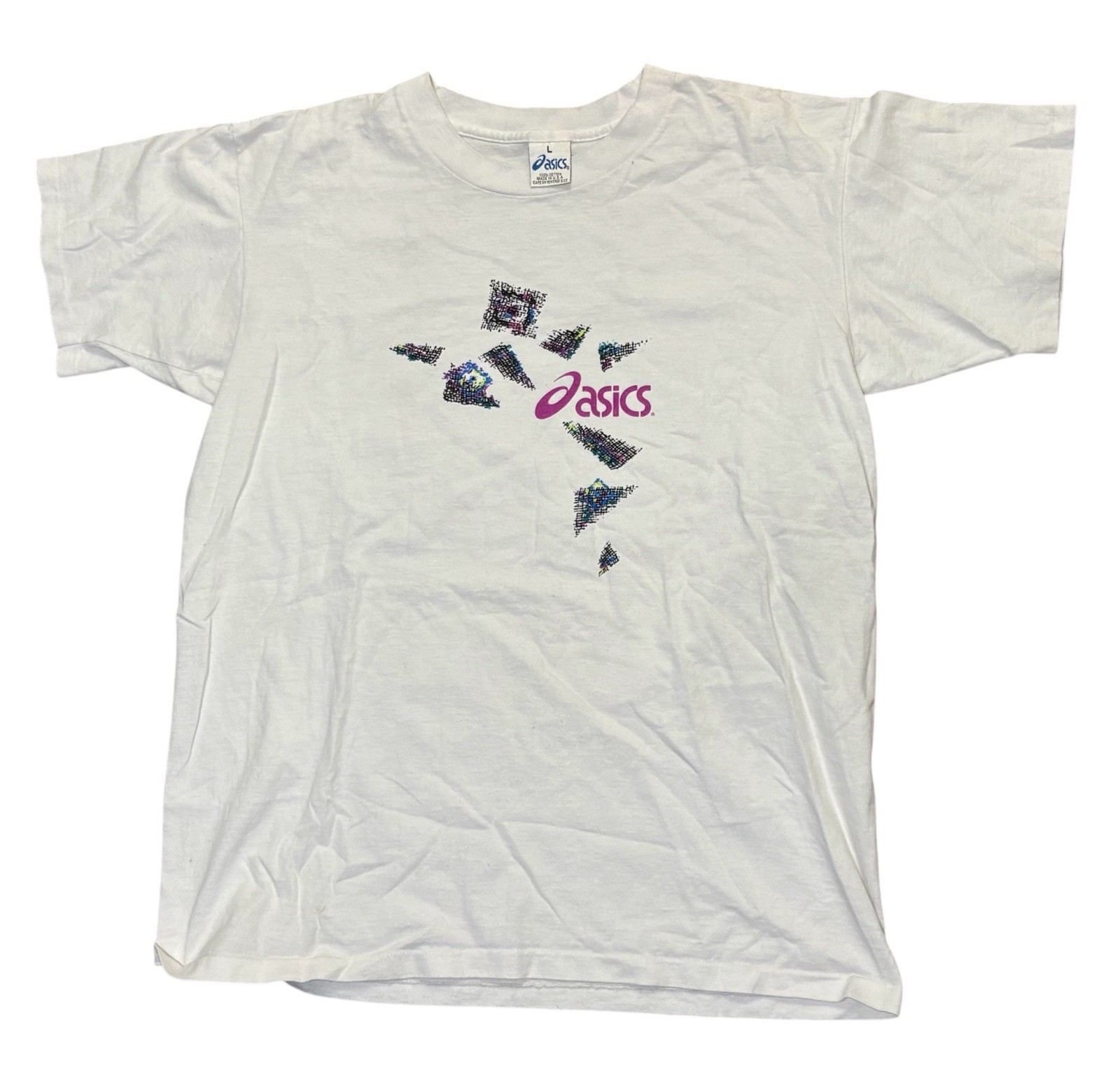 VTG Y2K Asics Volleyball White T-Shirt Men’s Large Sportswear Graffiti