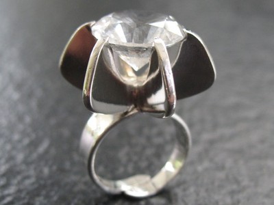 Ring Silber 925 Alton Schweden Vintage von 1971 groß mit Bergkristall Edelstein