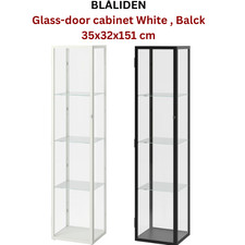 IKEA Large Glass Display Cabinet 4 Tier Storage Free Standing White/Black