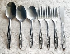 Vtg Superior Stainless Flatware Lot Of 7 Floral Inlay Made In USA *READ*