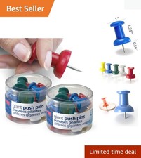 Giant Push Pins, 1.5" Assorted Colors, 2 Tubs of 12 92905