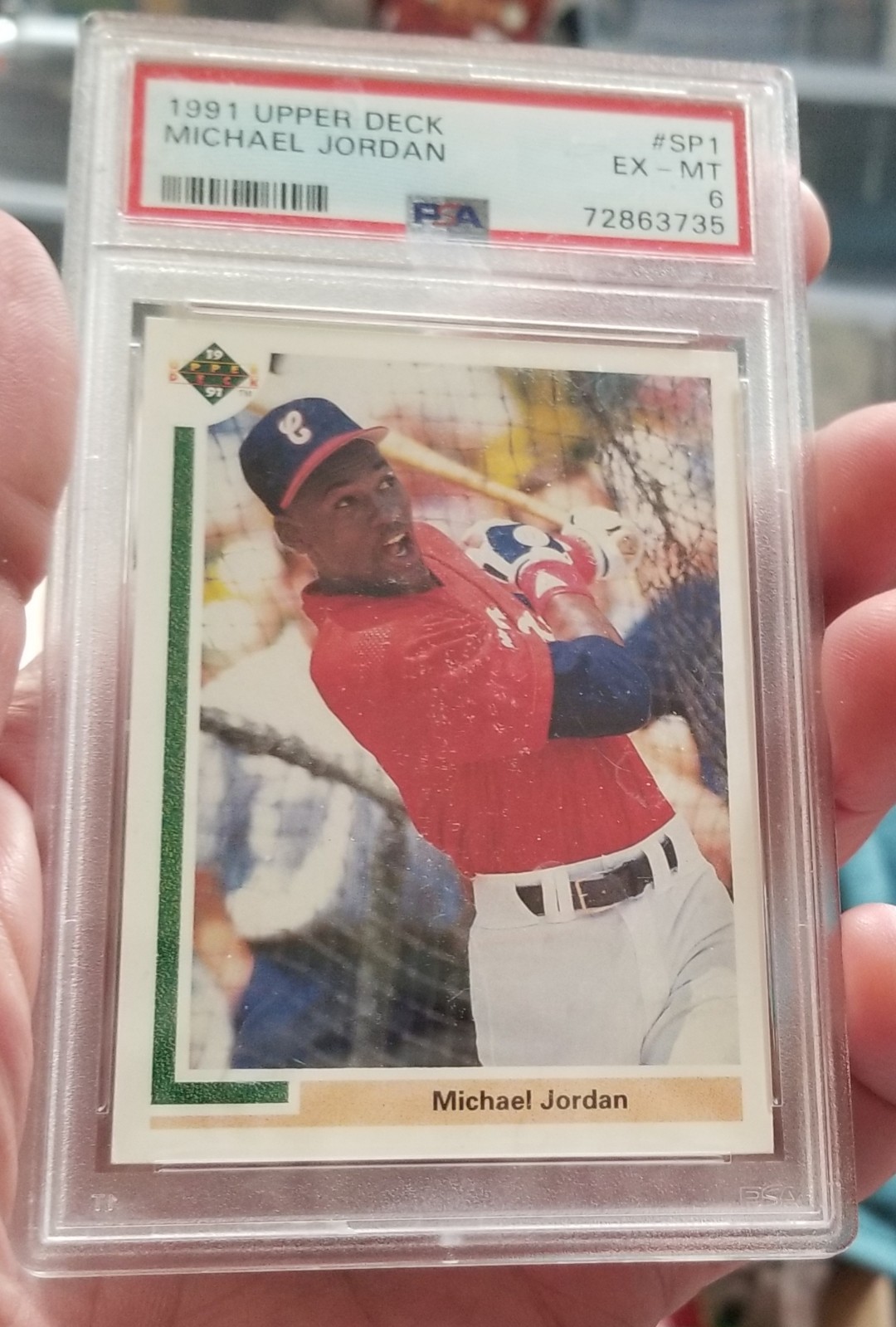 1991 UPPER DECK #SP1 MICHAEL JORDAN BASEBALL CHICAGO WHITE SOX PSA 6 EX-MT