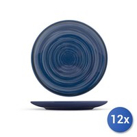 12X Flache Teller H&H Blau Aus Keramik Stoneware 27X27X3 Cm