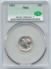 1942 Proof Mercury Dime, Blast White, CAC PR-66