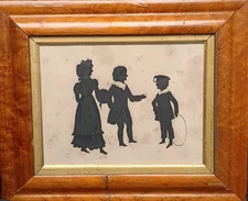 Antique 19th Century Family silhouette Folk Art Aft. Edouard 13.25" Child Cut