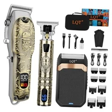 Professional Hair Clipper Set for Men Electric Shaver Razor Cordless Bronze