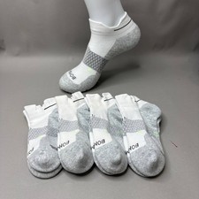 4 Pairs Bombas Ankle Socks Unisex Size M L White Gray Cushion Heel Tab Pack