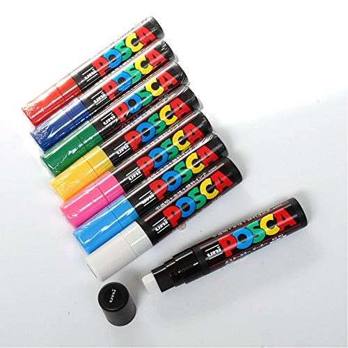 uni Posca Paint Marker PC17K.24 Very Thick Square Core Black from Japan 1A0635 - Afbeelding 4 van 4