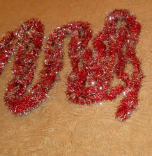 Christmas Red/Silver Tinsel Garland Metallic  17.66 foot piece 