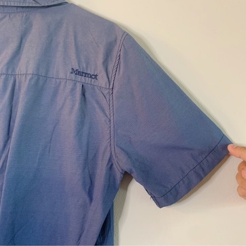 Marmot Blue Ombre Button Down Short Sleeve Top Size M Men - Picture 8 of 11