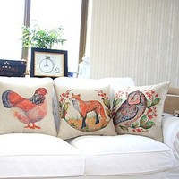 Bailand Set Of 3 Lovely Animals (owl+fox+chickens) Cotton/linen Decorative Pi... on sale Bailand Set Of 3 Lovely Animals (owl+fox+chickens) Cotton/linen Decorative Pi... on sale