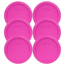 Pyrex 7201-PC 6" Pink Plastic Storage Cover Lid 6 Pack New for 4 Cup Glass Bowl