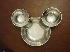 Vintage Cast Aluminum Mickey Mouse Chip and Dip Server 