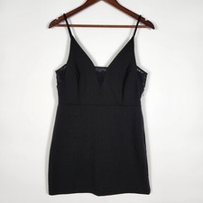 Express Dress Womens M Petite Black SLeeveless Mini Side Zip MP Cocktail NWT