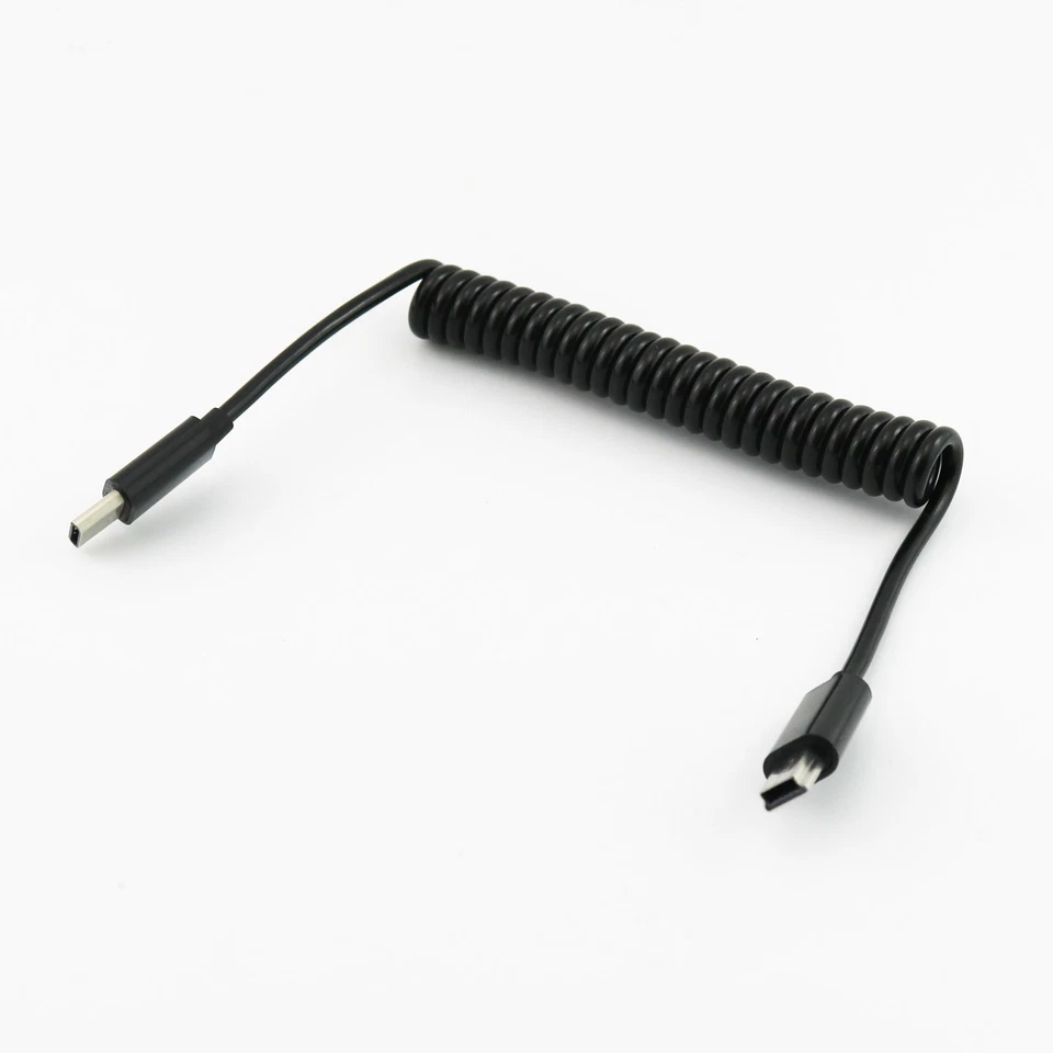 USB 3.1 Type C Male To Mini 5 Pin Male Spiral Coiled Data Sync Charger Cable 1m - Image 3 of 4
