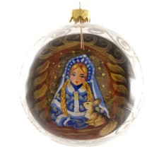 "Snow Maiden" Reverse Hand Painted Christmas Ball.