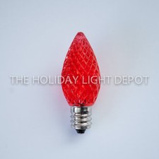 Red C7 Bulb - Red C7 LED Bulb - Faceted Finish - Dimmable