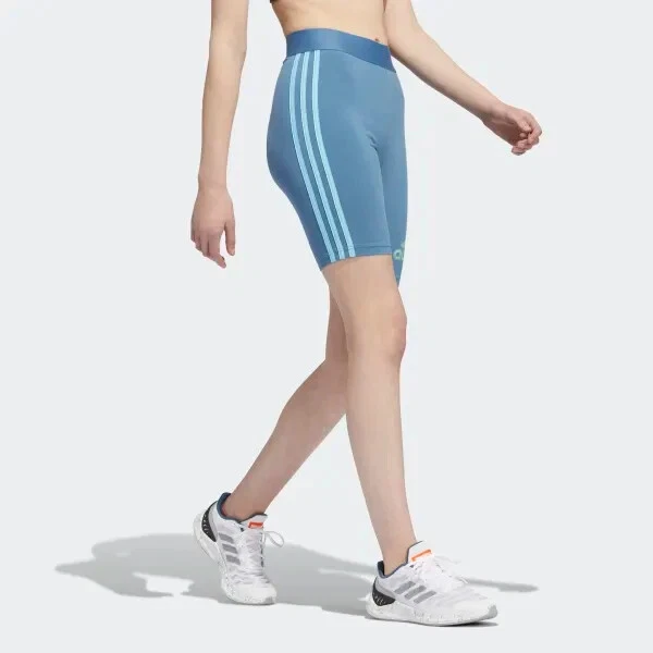 adidas Women s 2 Tone 3 Stripes Blue Graphic Bike Shorts Size